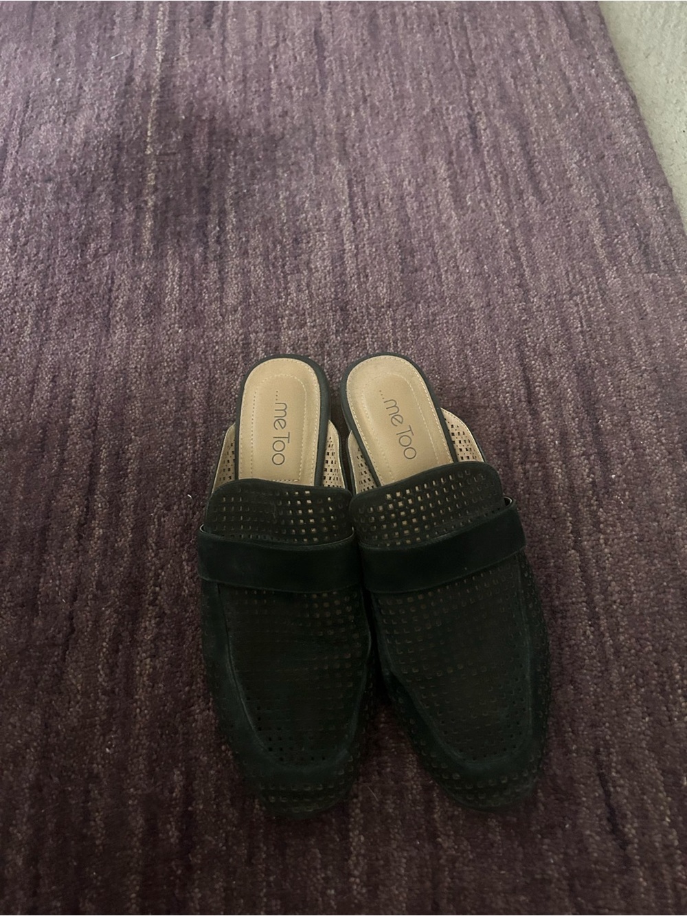 me too Jaden Black Perforated Slip-On Mules Clog 11